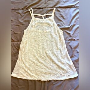 Rewind Ivory Embroidered lace Camisole tank with strappy back detail, size XS